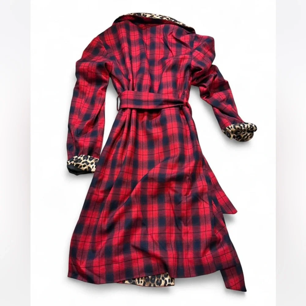 Plaid Leopard Contrast Coat - Picture 6 of 16